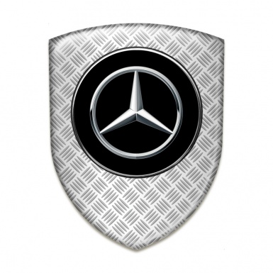 Mercedes Silicone Badge Mesh Effect Background Silver Logo 