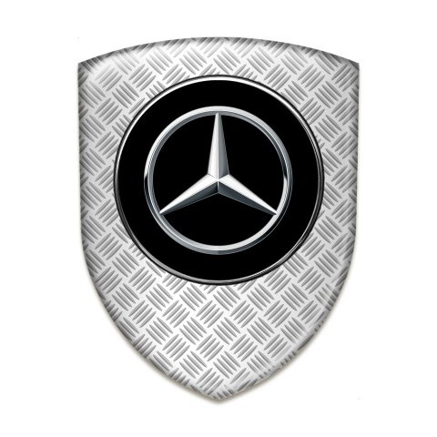 Mercedes Silicone Badge Mesh Effect Background Silver Logo 