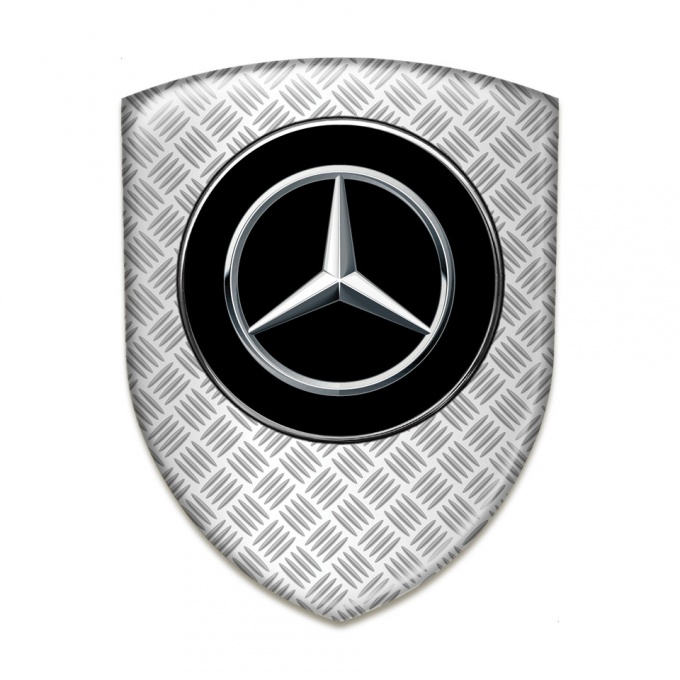 Mercedes Silicone Badge Mesh Effect Background Silver Logo 