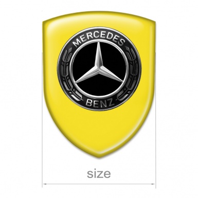 Mercedes Benz 3D Gel Emblem Yellow Base Black Grey Logo Style 