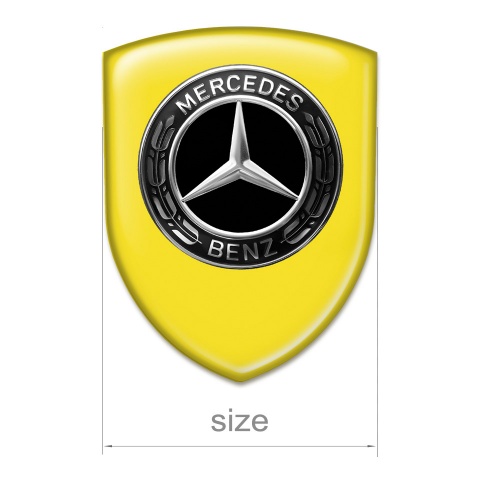 Mercedes Benz 3D Gel Emblem Yellow Base Black Grey Logo Style 