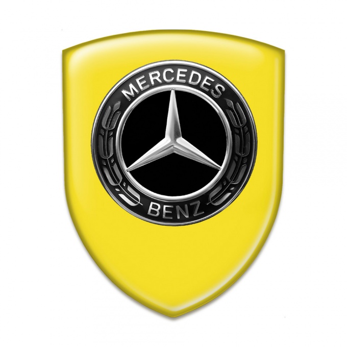 Mercedes Benz 3D Gel Emblem Yellow Base Black Grey Logo Style 