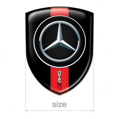 Mercedes Silicone Car Decal Badge Black Base Red AMG Band