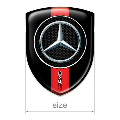 Mercedes Silicone Car Decal Badge Black Base Red AMG Band