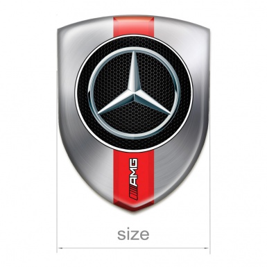 Mercedes Silicone Badge Metallic Base Red AMG Band