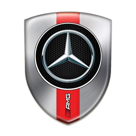 Mercedes Silicone Badge Metallic Base Red AMG Band