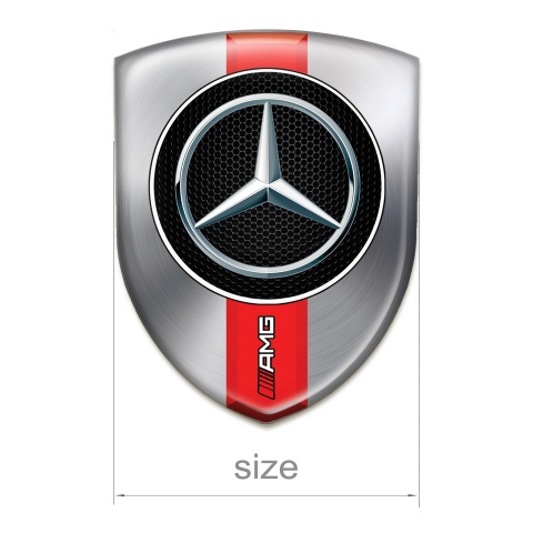 Mercedes Silicone Badge Metallic Base Red AMG Band