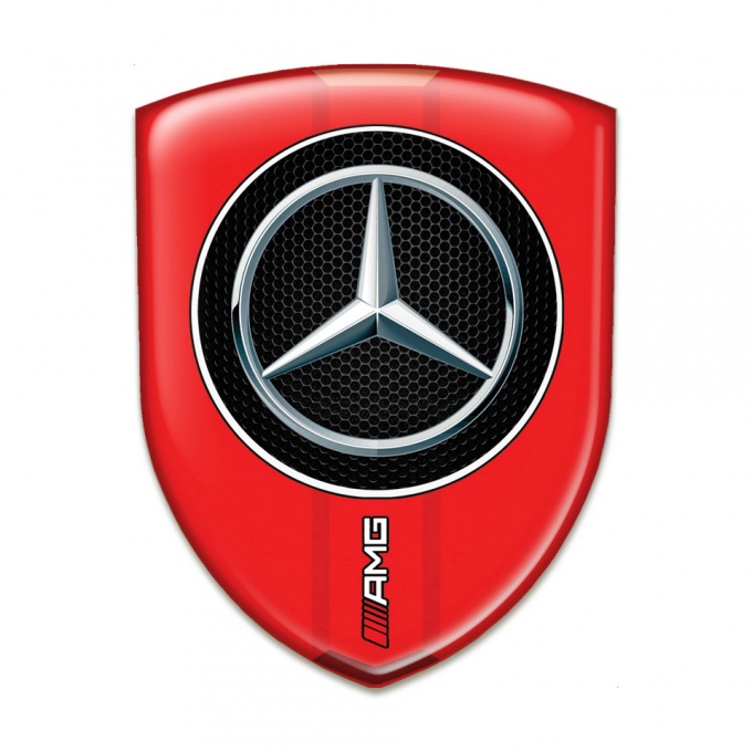 Mercedes Auto Emblem Premium Quality Red Base AMG Design 