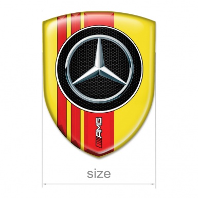 Mercedes AMG Self Adhesive Emblem Logo Yellow with Red Bands Style 