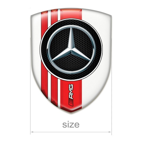 Mercedes AMG Domed Emblem White with Red Bands Style 