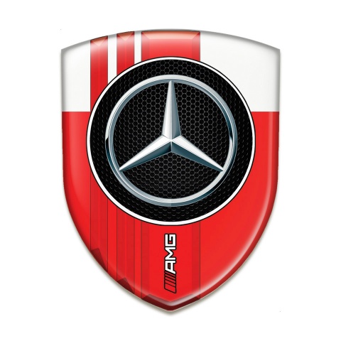Mercedes AMG Silicone Emblem Red White Base Red Bands Style 