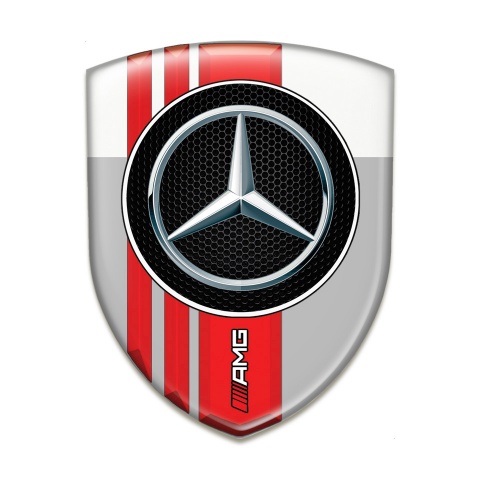 Mercedes AMG Resin Sticker Grey White Base Red Bands Style 