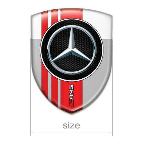 Mercedes AMG Resin Sticker Grey White Base Red Bands Style 