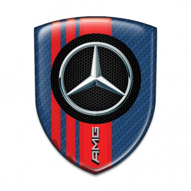 Mercedes AMG Emblem Exterior Navy Blue Carbon with red Bands Style 