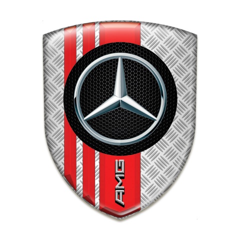 Mercedes AMG Tuning Emblem Mesh Effect with Red Bands Style 