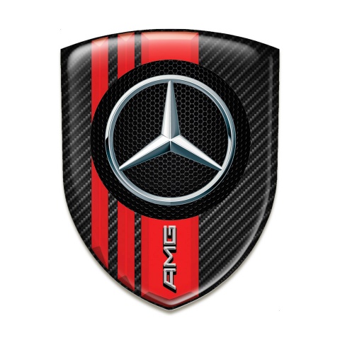 Mercedes AMG Car Accessories Badge Black Carbon with Red Bands Style 