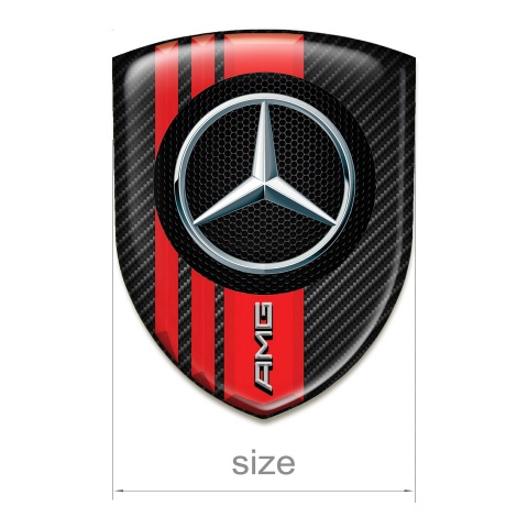 Mercedes AMG Car Accessories Badge Black Carbon with Red Bands Style 