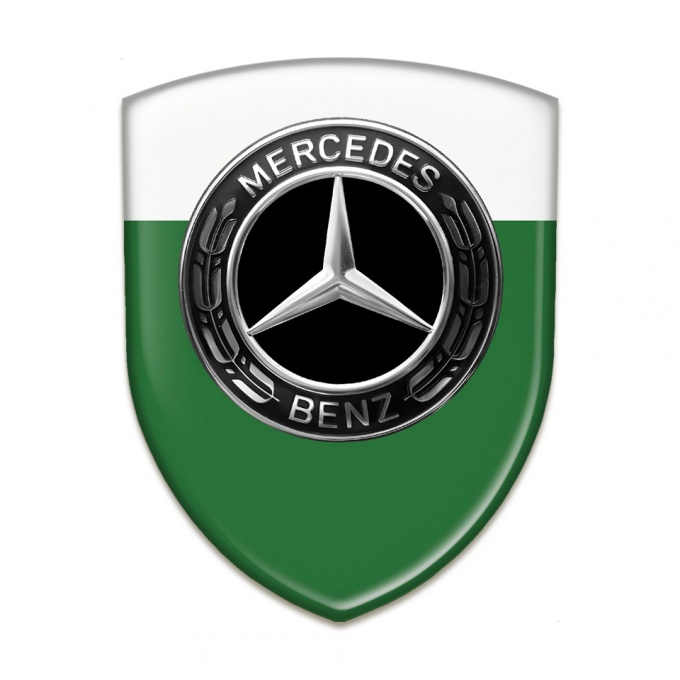Mercedes Self Adhesive Car logo Emblem Green White Base Design 