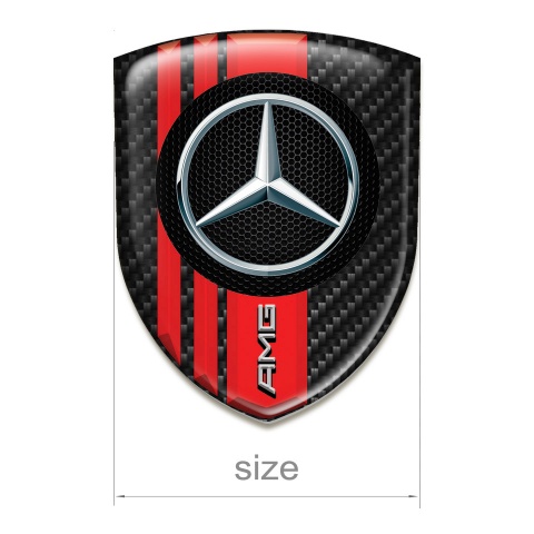 Mercedes AMG Silicone Car Decal Badge Dark Carbon Red Bands Style 