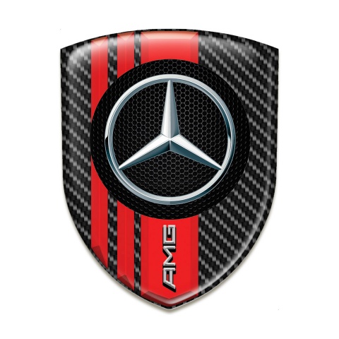 Mercedes AMG Silicone Badge Black Fibers with Red Bands Style 