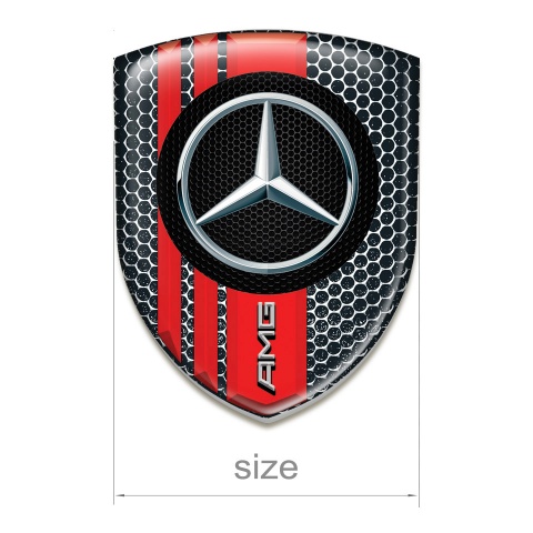 Mercedes AMG Auto Emblem Perforated Metal with Red Bands Style 