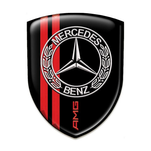 Mercedes Emblem Badge Logo Black eit Red Lines Base AMG Design 