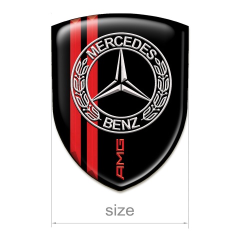 Mercedes Emblem Badge Logo Black eit Red Lines Base AMG Design 
