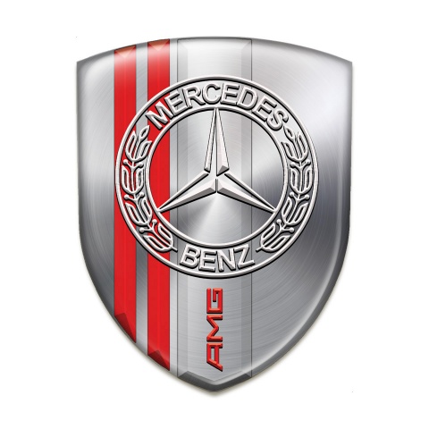 Mercedes Tuning Emblem Metallic with Red Lines Base AMG Design 