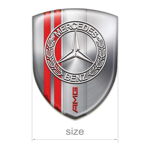 Mercedes Tuning Emblem Metallic with Red Lines Base AMG Design 