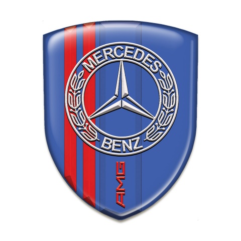 Mercedes Silicone Emblem Blue with Red Lines Base AMG Design 