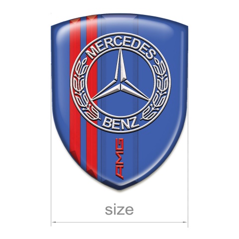 Mercedes Silicone Emblem Blue with Red Lines Base AMG Design 