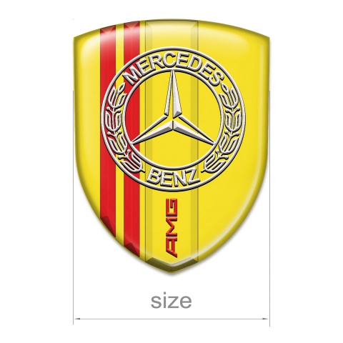 Mercedes 3D Gel Emblem Yellow with Red Lines Base AMG Design 