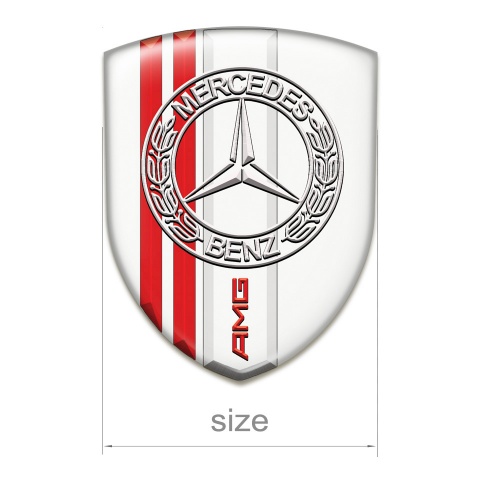 Mercedes Emblem Exterior White with Red Lines base AMG Design 