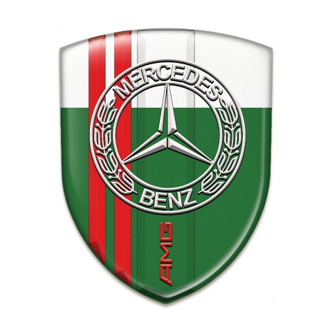 Mercedes Tuning Emblem Green White Print Red Lines Base AMG Design 