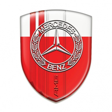 Mercedes Car Accessories Badge Red White Base Red Lines AMG Design 