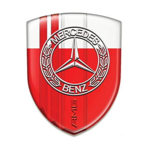Mercedes Car Accessories Badge Red White Base Red Lines AMG Design 
