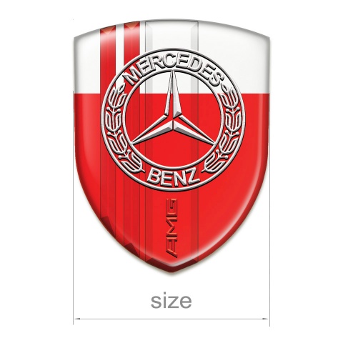Mercedes Car Accessories Badge Red White Base Red Lines AMG Design 