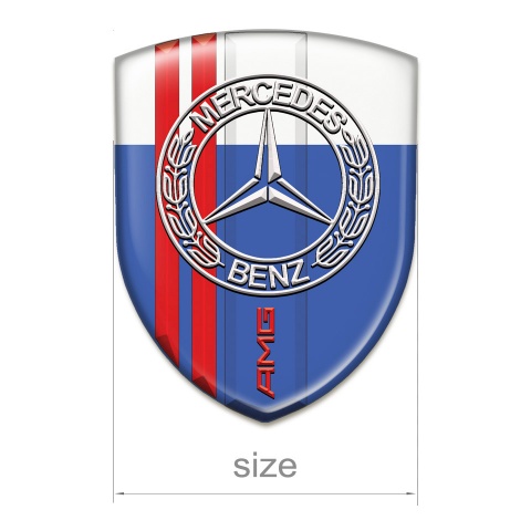 Mercedes Self Adhesive Car logo Emblem Blue White with Red Lines print AMG Design 