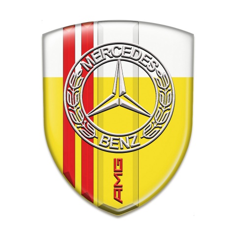 Mercedes Car Interior Badge Yellow White with Red Lines Base AMG Design 