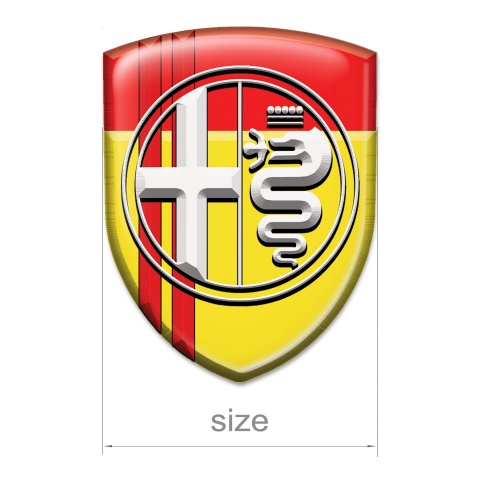 Alfa Romeo Tuning Emblem Yellow Red with Red Lines Base and White Logo 