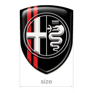 Alfa Romeo Car Accessories Badge Black with Red Lines Base white Logo 