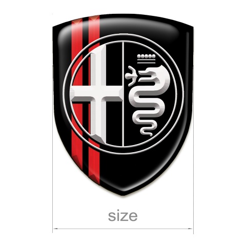 Alfa Romeo Car Accessories Badge Black with Red Lines Base white Logo 