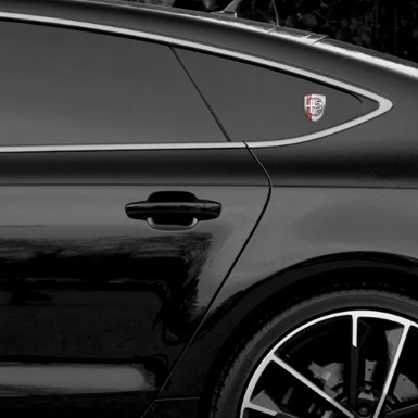 Alfa Romeo Car Interior Badge Metallic Effect with Red Lines Base White Logo 