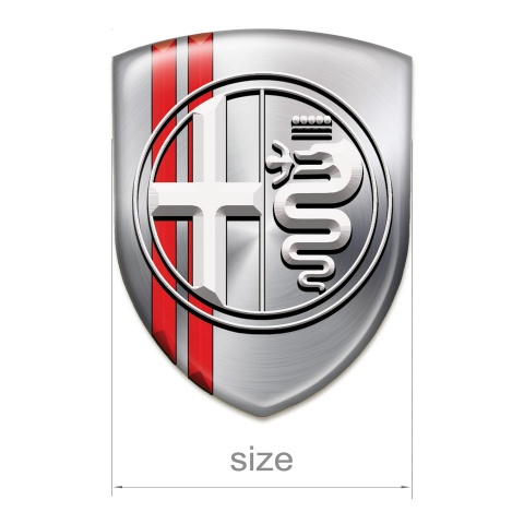 Alfa Romeo Car Interior Badge Metallic Effect with Red Lines Base White Logo 