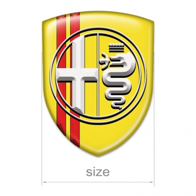 Alfa Romeo Silicone Badge Yellow with Red Lines Base White Logo 