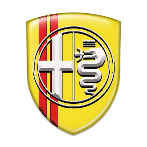 Alfa Romeo Silicone Badge Yellow with Red Lines Base White Logo 