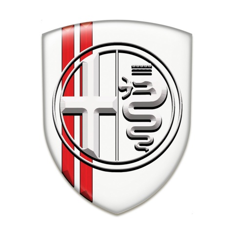 Alfa Romeo Silicone Shield White with Red Lines Base White Logo Style 