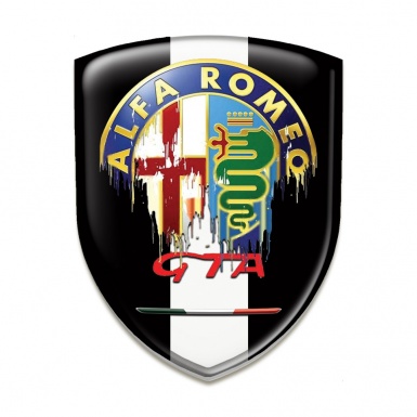 Alfa Romeo Car Accessories Badge Black with White Ribbon Base GTA Style 