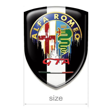Alfa Romeo Car Accessories Badge Black with White Ribbon Base GTA Style 