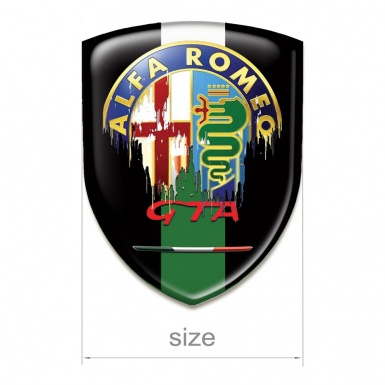 Alfa Romeo Self Adhesive Car logo Emblem Black base With Green White Ribbon Style 
